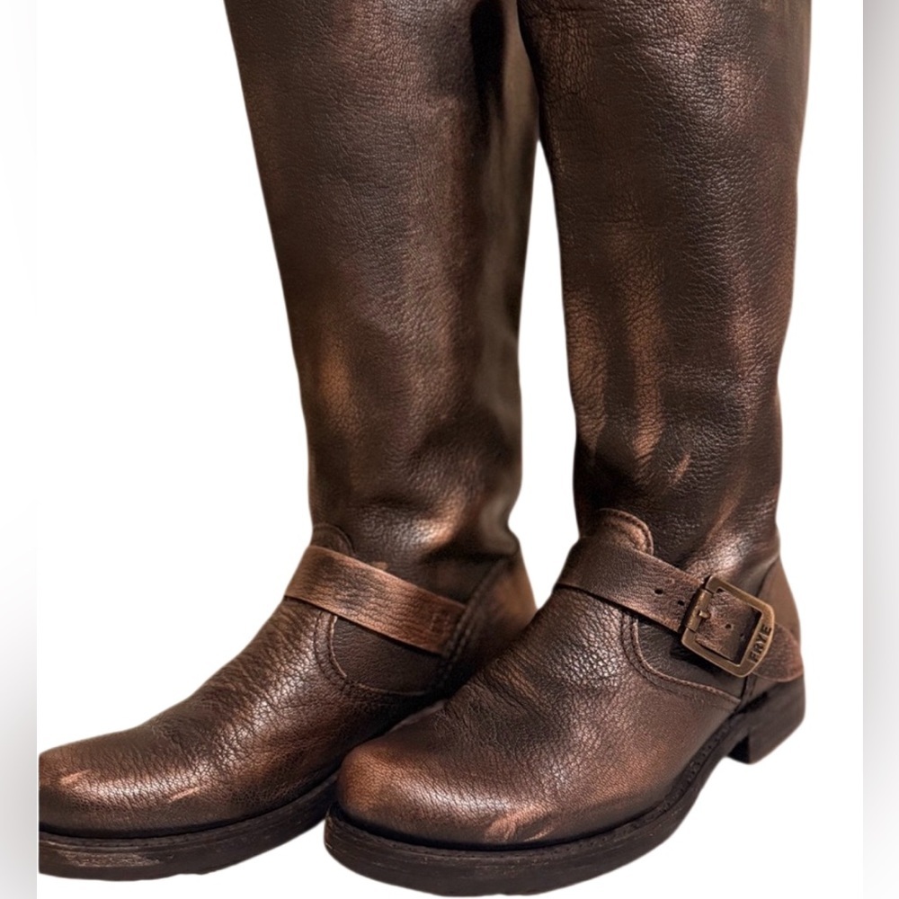Frye Women’s Veronica Slouch Boot Size 6.5 Metallic Bronze Leather Riding Boot - Picture 4 of 5